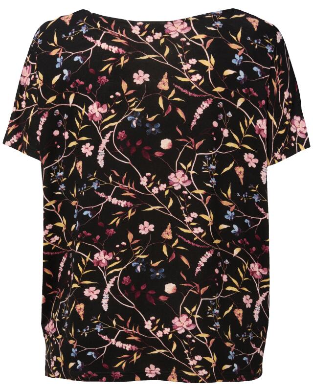 Floral print T-shirt for women, black printed (KiK T-Shirt mit floralem Muster (schwarz bedruckt)) — KiK, authentic German product in Morocco