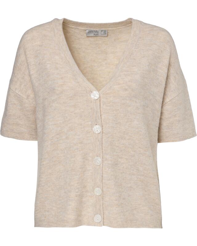 كارديجان بأكمام قصيرة للنساء، بيج مبرقش (KiK Kurzarm-Strickjacke (Beige melange)) — KiK, منتج ألماني أصلي في المغرب