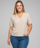 Kurzarm-Strickjacke Beige melange