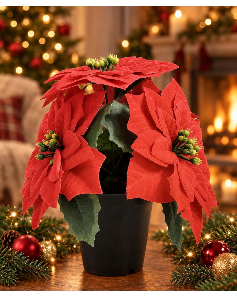 Kunstblume Weihnachtsstern, rot