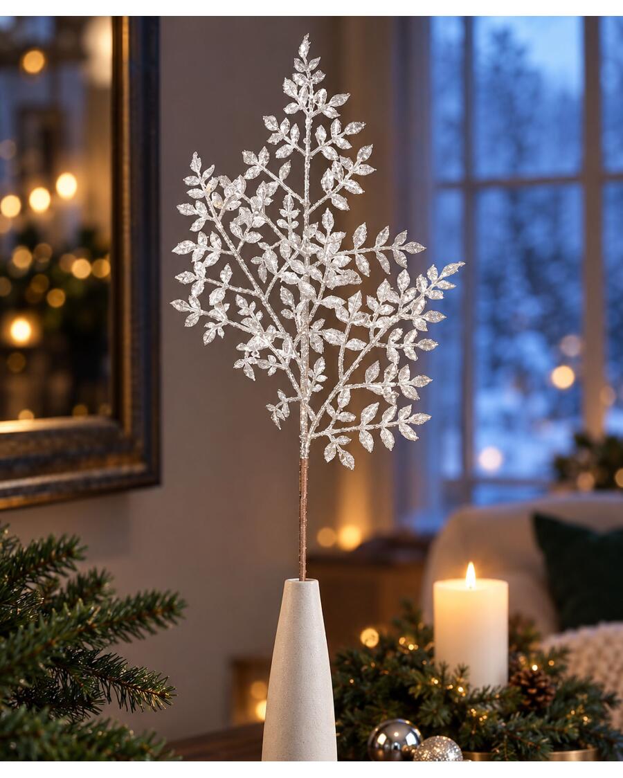 Kunstzweig Weihnachten, silber