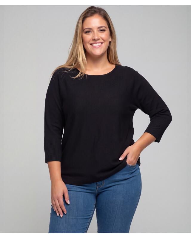 Pull à bords-côtes femme, noir (KiK Pullover mit Rippbündchen (schwarz)) — KiK, produit allemand authentique au Maroc