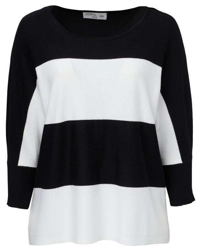 Pull à larges rayures femme, noir/blanc (KiK Pullover mit Blockstreifen (schwarz/weiß)) — KiK, produit allemand authentique au Maroc