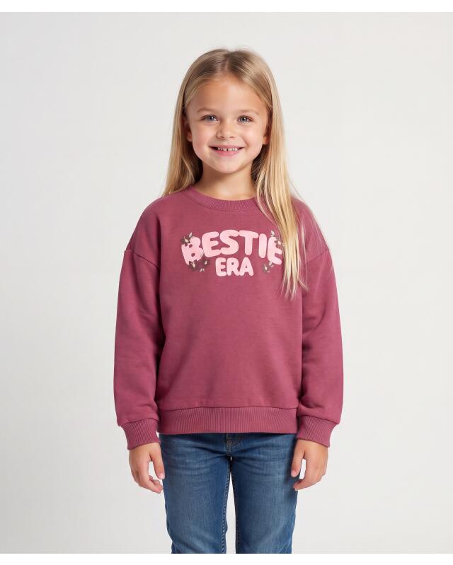 Sweats à bords côtelés fille, rouge vin (KiK Sweatshirts mit Rippbündchen (weinrot)) — KiK, produit allemand authentique au Maroc