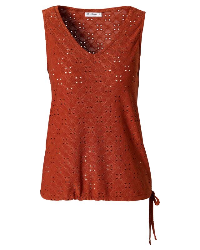توب بدون أكمام بنقشة مثقبة للنساء، بني صدئي (KiK Tanktop mit Lochmuster (rostbraun)) — KiK, منتج ألماني أصلي في المغرب