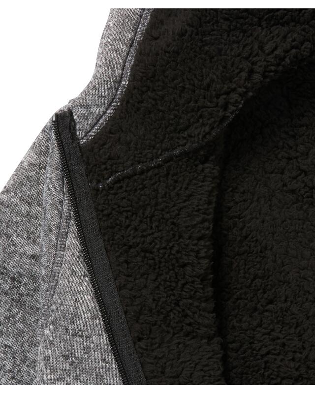 Veste en maille polaire à doublure teddy homme, gris clair chiné (KiK Strickfleecejacke mit Teddyfell (hellgrau melange)) — KiK, produit allemand authentique au Maroc