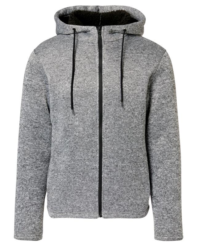 Veste en maille polaire à doublure teddy homme, gris clair chiné (KiK Strickfleecejacke mit Teddyfell (hellgrau melange)) — KiK, produit allemand authentique au Maroc