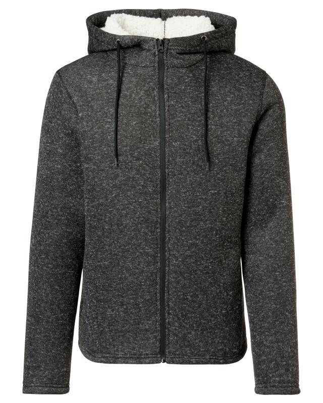 جاكيت تريكو فليس ببطانة تيدي للرجال، أنثراسيت مبرقش (KiK Strickfleecejacke mit Teddyfell (anthrazit melange)) — KiK, منتج ألماني أصلي في المغرب