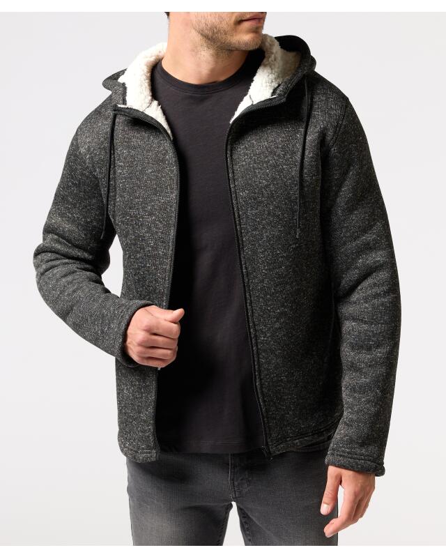 جاكيت تريكو فليس ببطانة تيدي للرجال، أنثراسيت مبرقش (KiK Strickfleecejacke mit Teddyfell (anthrazit melange)) — KiK, منتج ألماني أصلي في المغرب