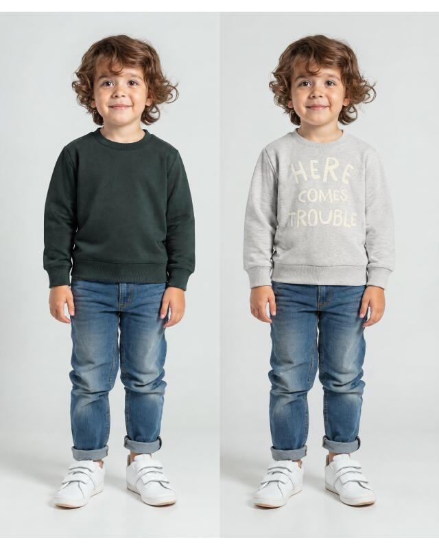 Sweats à bords côtelés garçon, gris foncé/gris chiné (KiK Sweatshirts mit Rippbündchen (dunkelgrau/grau melange)) — KiK, produit allemand authentique au Maroc