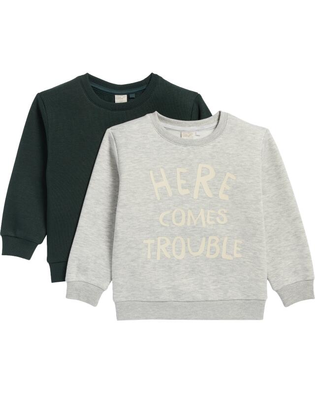 Sweats à bords côtelés garçon, gris foncé/gris chiné (KiK Sweatshirts mit Rippbündchen (dunkelgrau/grau melange)) — KiK, produit allemand authentique au Maroc