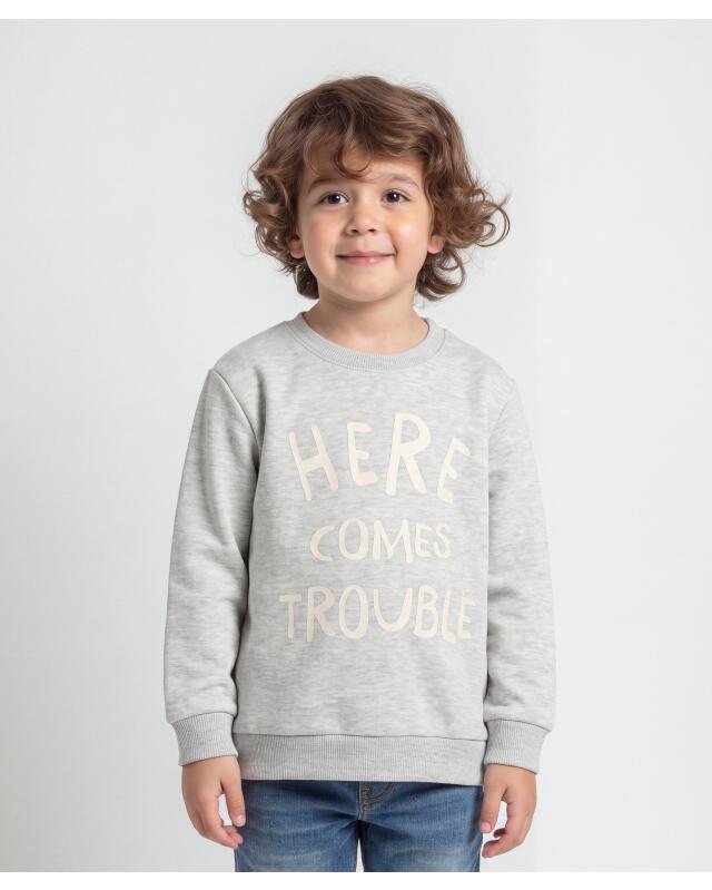 Sweats à bords côtelés garçon, gris foncé/gris chiné (KiK Sweatshirts mit Rippbündchen (dunkelgrau/grau melange)) — KiK, produit allemand authentique au Maroc