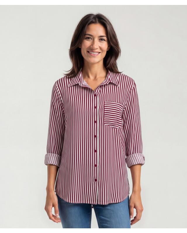 Striped viscose blouse for women, berry striped — KiK, authentic German product in Morocco