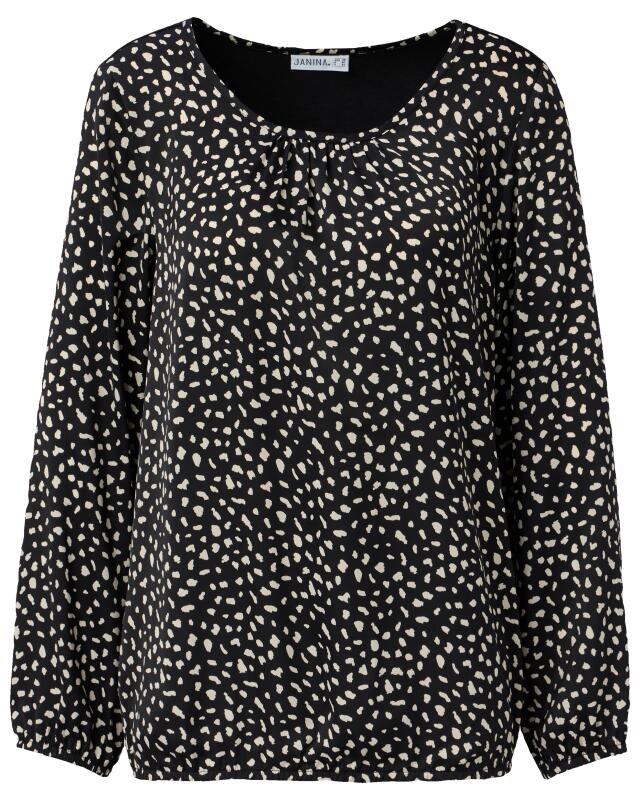 Patterned blouse for women, black/beige (KiK Gemusterte  Bluse (schwarz/beige)) — KiK, authentic German product in Morocco