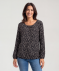 Gemusterte  Bluse schwarz/beige