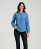 Jeansblouse met ruches denimblauw
