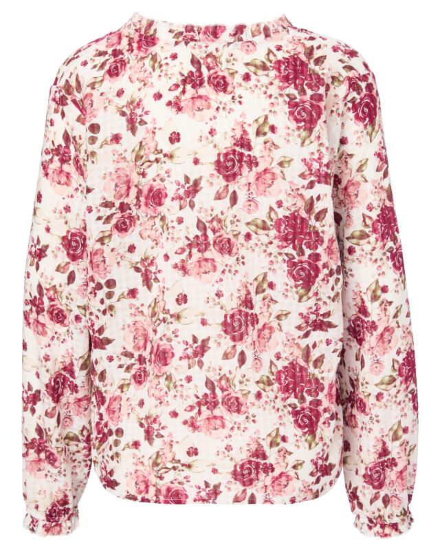 Textured blouse with ruffles for women, floral print (KiK Strukturbluse mit Rüschen (Blumendruck)) — KiK, authentic German product in Morocco