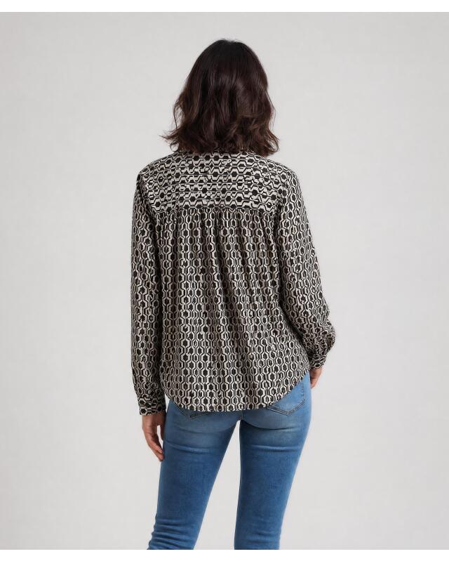بلوزة بياقة عالية للنساء، أسود/بيج (KiK Hochgeschlossene Bluse (schwarz/beige)) — KiK, منتج ألماني أصلي في المغرب