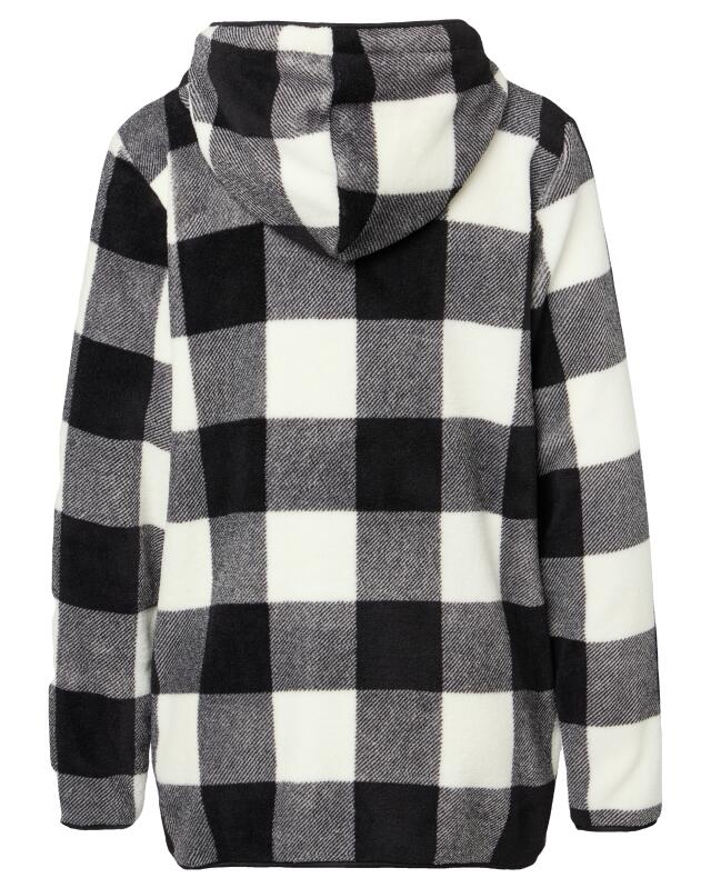 Veste polaire à carreaux femme, noir/blanc à carreaux (KiK Fleecejacke mit Karomuster (schwarz/weiß kariert)) — KiK, produit allemand authentique au Maroc