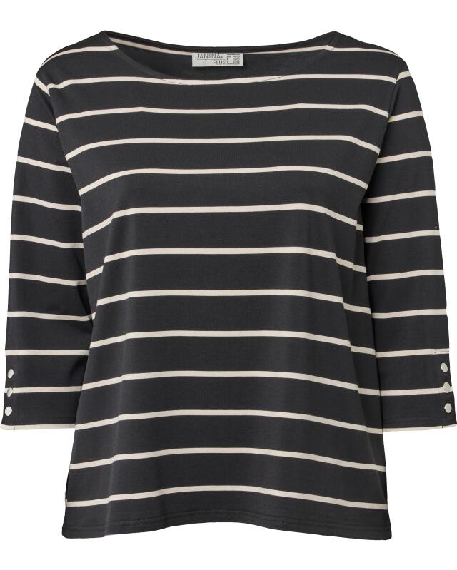 T-shirt à fines rayures femme, noir/crème (KiK Shirt mit feinen Streifen (schwarz/creme)) — KiK, produit allemand authentique au Maroc