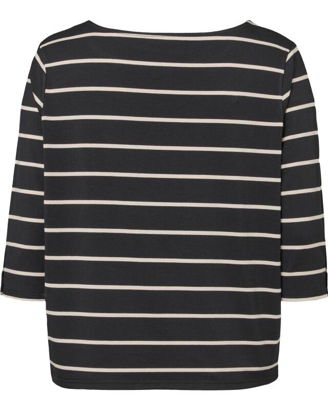 T-shirt à fines rayures femme, noir/crème (KiK Shirt mit feinen Streifen (schwarz/creme)) — KiK, produit allemand authentique au Maroc
