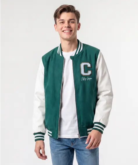 Collegejacke mit Kontrastärmeln