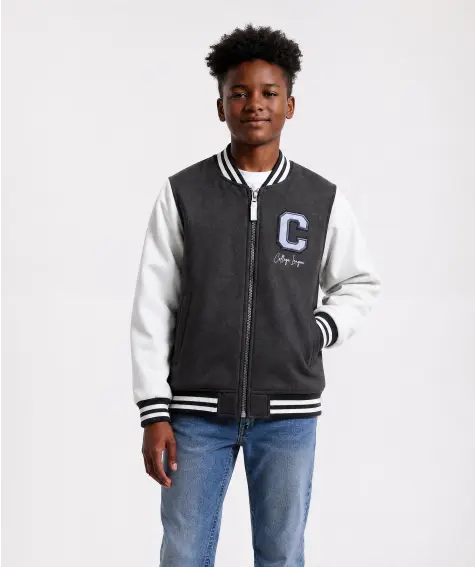 Collegejacke mit Kunstlederärmeln