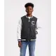 Chaqueta de estilo universitario con mangas de piel sintética