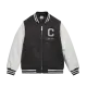 Chaqueta de estilo universitario con mangas de piel sintética