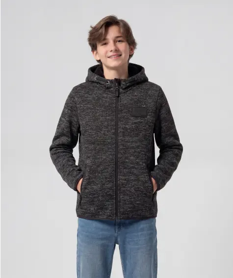 Strickfleecejacke mit Teddyfell