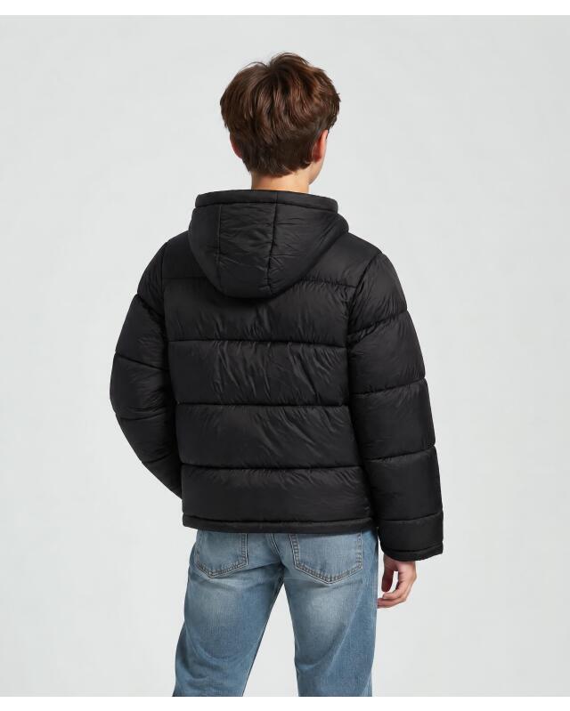 Quilted jacket with hood for boys, black (KiK Steppjacke mit Kapuze (schwarz)) — KiK, authentic German product in Morocco