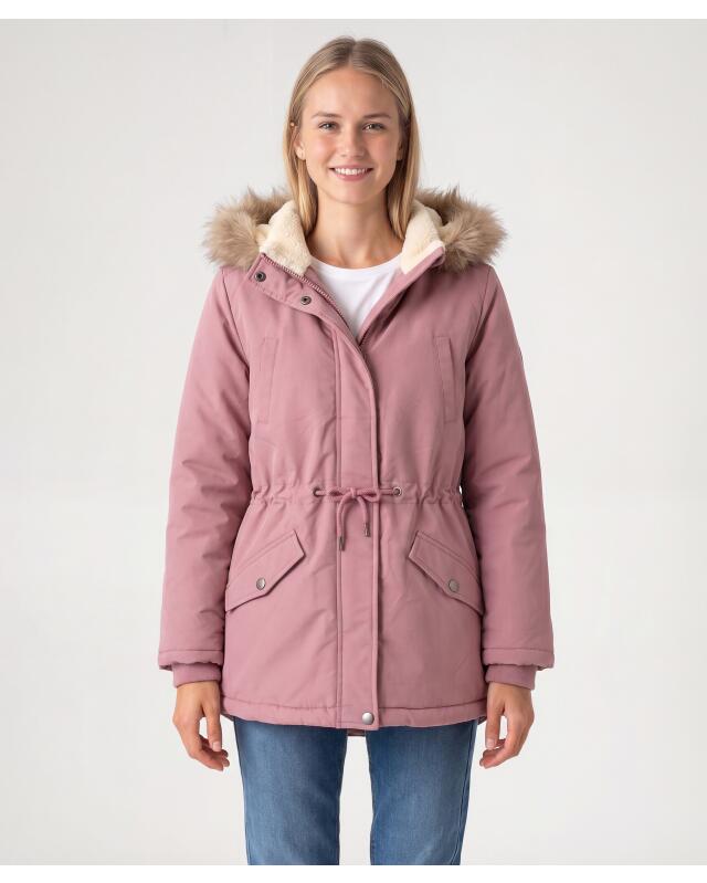 Parka à fourrure teddy fille, rose foncé — KiK, produit allemand authentique au Maroc