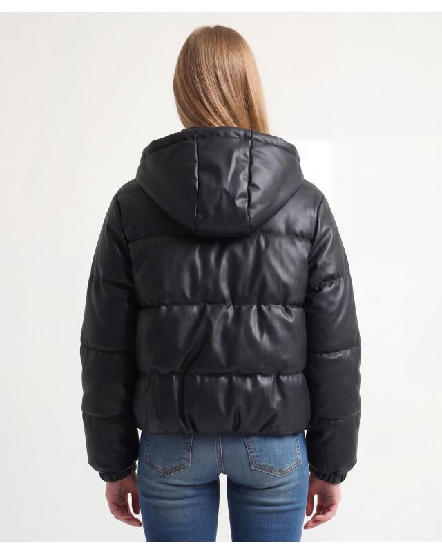 جاكيت مبطن من الجلد الصناعي للبنات، أسود (KiK Gesteppte Kunstlederjacke (schwarz)) — KiK, منتج ألماني أصلي في المغرب