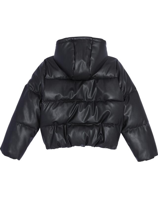 جاكيت مبطن من الجلد الصناعي للبنات، أسود (KiK Gesteppte Kunstlederjacke (schwarz)) — KiK, منتج ألماني أصلي في المغرب