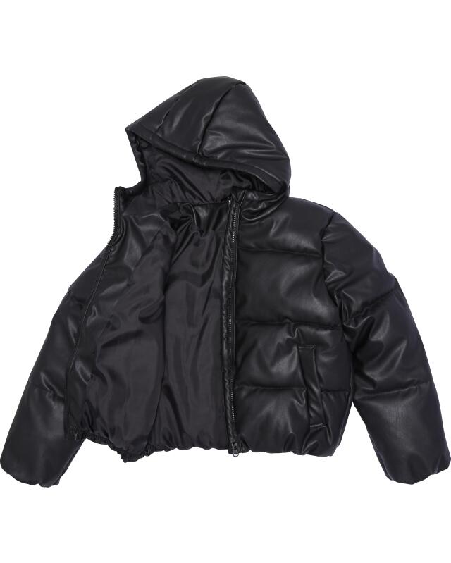 جاكيت مبطن من الجلد الصناعي للبنات، أسود (KiK Gesteppte Kunstlederjacke (schwarz)) — KiK, منتج ألماني أصلي في المغرب