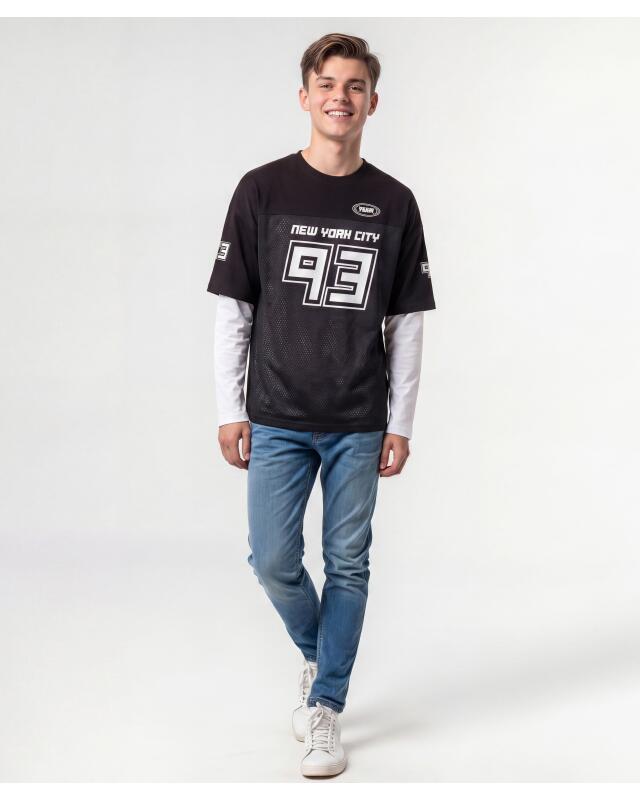 T-shirt + long-sleeved top for boys, black (KiK T-Shirt + Langarmshirt (schwarz)) — KiK, authentic German product in Morocco