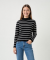 T-shirt met ribboord en lange mouwen zwart gestreept