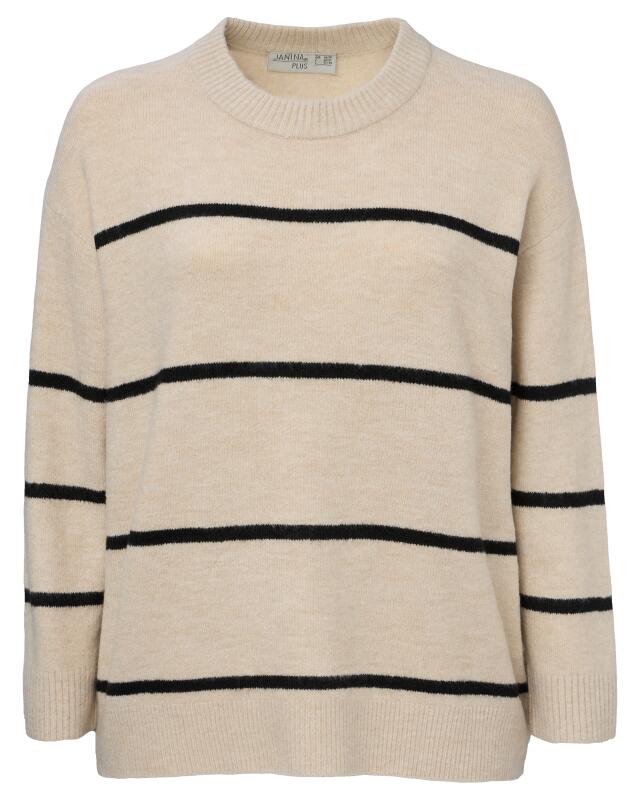 Pull rayé femme, noir/beige (KiK Gestreifter Pullover (schwarz/beige)) — KiK, produit allemand authentique au Maroc