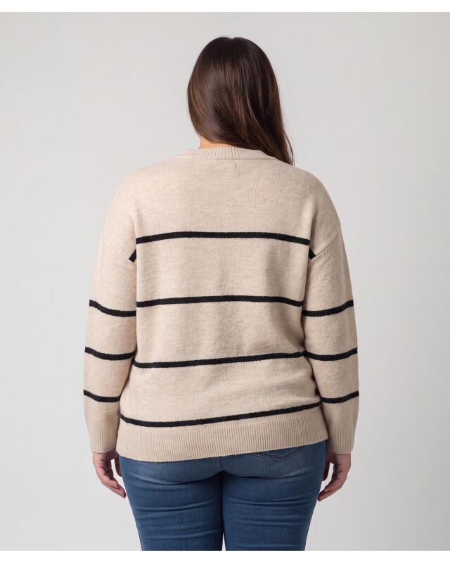 Pull rayé femme, noir/beige (KiK Gestreifter Pullover (schwarz/beige)) — KiK, produit allemand authentique au Maroc