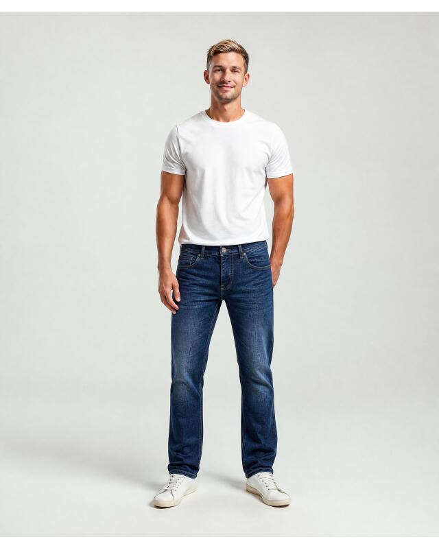 Jean basique longueur 32 homme, bleu jean — KiK, produit allemand authentique au Maroc