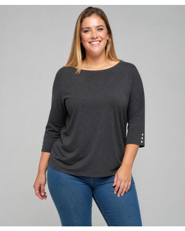 T-shirt à col bateau femme, noir (KiK Shirt mit U-Boot-Ausschnitt (schwarz)) — KiK, produit allemand authentique au Maroc