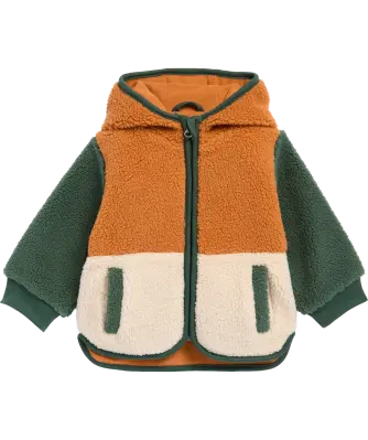 Vest teddy met kleurblokken