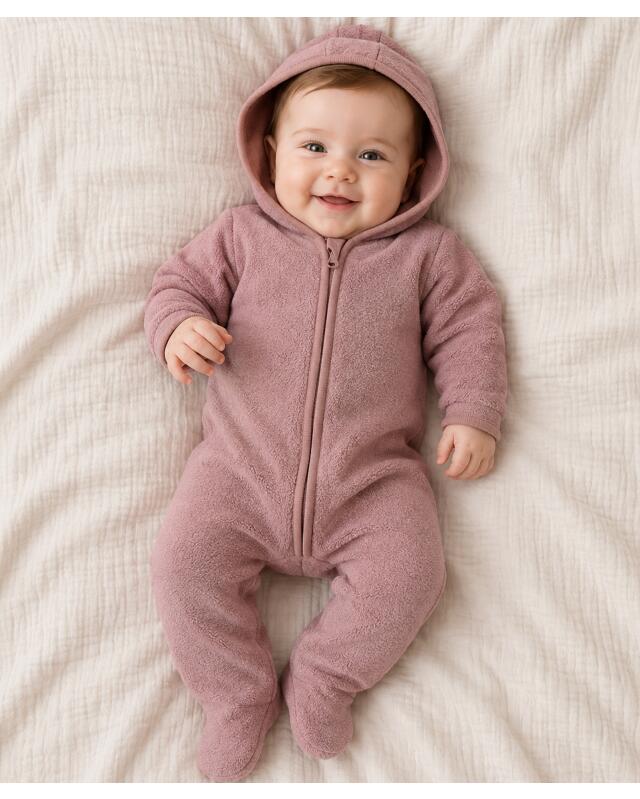 Combinaison en laine mérinos bébé fille, vieux rose — KiK, produit allemand authentique au Maroc