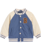 Collegejacke mit Kontrastärmeln blau