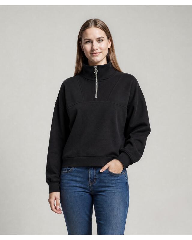 سويتشيرت رياضي بياقة عالية للنساء، أسود (KiK Sport-Sweatshirt mit Stehkragen (schwarz)) — KiK, منتج ألماني أصلي في المغرب