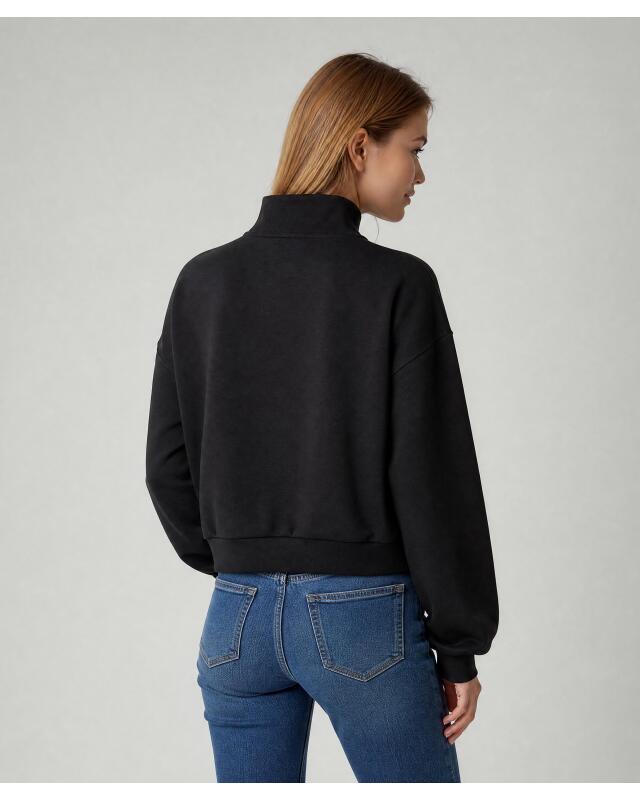 سويتشيرت رياضي بياقة عالية للنساء، أسود (KiK Sport-Sweatshirt mit Stehkragen (schwarz)) — KiK, منتج ألماني أصلي في المغرب