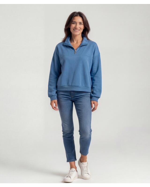 Sweat de sport à col montant femme, bleu (KiK Sport-Sweatshirt mit Stehkragen (blau)) — KiK, produit allemand authentique au Maroc