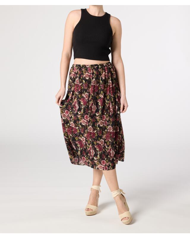 Textured skirt with flowers for women, floral print — KiK, authentic German product in Morocco