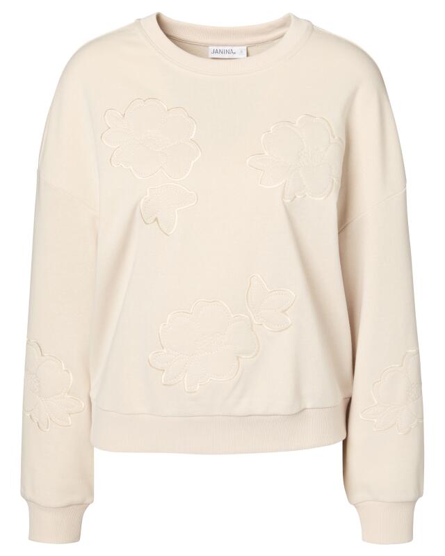 Sweat à écussons fleurs femme, crème (KiK Sweatshirt mit Blumen-Aufnähern (creme)) — KiK, produit allemand authentique au Maroc
