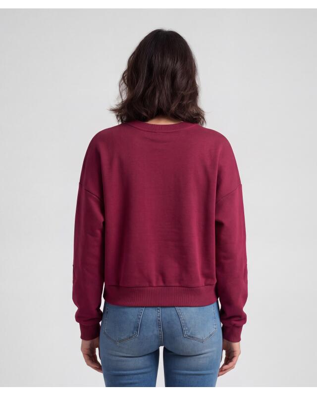 Sweatshirt with flower patches for women, berry (KiK Sweatshirt mit Blumen-Aufnähern (beere)) — KiK, authentic German product in Morocco